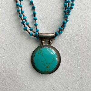 Turquoise and Silver Heishi Necklace